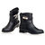 Black Real Cowhide Leather Short Boot