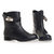 Black Real Cowhide Leather Short Boot