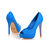 Blue Leather Woven Peep Toe Pump