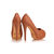 Coffee Leather Woven Peep Toe Pump