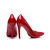 Red patent leather point head pump