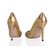 Metallic Gold Crack Leather Leather Rhinestone Pump