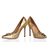 Metallic Gold Crack Leather Leather Rhinestone Pump