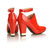 Red Patent & Suede Leather Ankle Boot