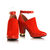 Red Patent & Suede Leather Ankle Boot