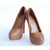 Coffee Woven Leather Platform Pump