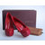 Red Woven Leather Platform Pump