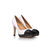 White with black head leather Pump with metal chain platform