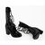 Black patent leather metal chain tieback long boots