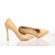 Beige leather pointed head pump