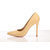 Beige leather pointed head pump