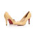 Beige patent leather pointed head pump