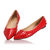 Red Pattern Leather Rivets Pointed Flat