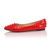 Red Pattern Leather Rivets Pointed Flat