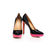 Black patent leather orange heels pink platform pump