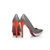 Gray patent leather white platform orange pump