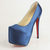 Blue Satin Platform Pump