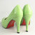 Green Patent Leather  Stitching Patterns  Platform Pump