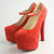 Red Suede Leather Platform Mary Jane Pump