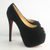 Black Suede Leather Platform Red Sole Peep Toe Pump(16cm)