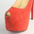 Orange Suede Leather Platform Red Sole Peep Toe Pump(16cm)