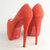 Orange Suede Leather Platform Red Sole Peep Toe Pump(16cm)