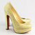 Gold Sequin Leather Platform Pump