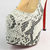 Gray Snake Skin Leather Hidden Platform Pump