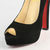 Black Suede Peep Toe Platform Pump