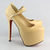 Beige Patent Leather Platform Mary Jane Pump