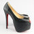 Black Lamb Leather Peep Toe Platform Pump