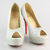 White Satin Crystal Peep Toe Platform Pump