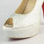 White Satin Crystal Peep Toe Platform Pump