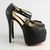 Black Lamb Leather Cross Strap Platform Pump Peep Toe Sandal