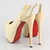 Beige Lambskin Leather Slingback Platform Pump Sandal