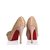 Beige Patent Leather Rivets Platform Pump