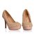 Beige Patent Leather Rivets Platform Pump