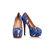 Blue Flower Pattern Fabric Platform Pump