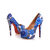 Blue Flower Pattern Fabric Platform Pump