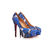 Blue Flower Pattern Fabric Platform Pump