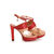 Red Croco with Beige Leather Platform Sandal