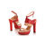 Red Croco with Beige Leather Platform Sandal