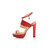 Red Croco with Beige Leather Platform Sandal