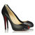 Black Lambskin Leather Red Sole (small peep toe & platform) Pump