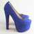 Blue Suede Leather Ultra High Hidden Platform Pump