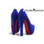 Blue Suede Leather Ultra High Hidden Platform Pump