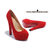 Red Suede Leather Ultra High Hidden Platform Pump