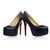 Black Lambskin Leather Ultra High Hidden Platform Pump