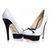 White leather Black Suede Cut-out Bow Tie Platform Pump