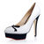 White leather Black Suede Cut-out Bow Tie Platform Pump